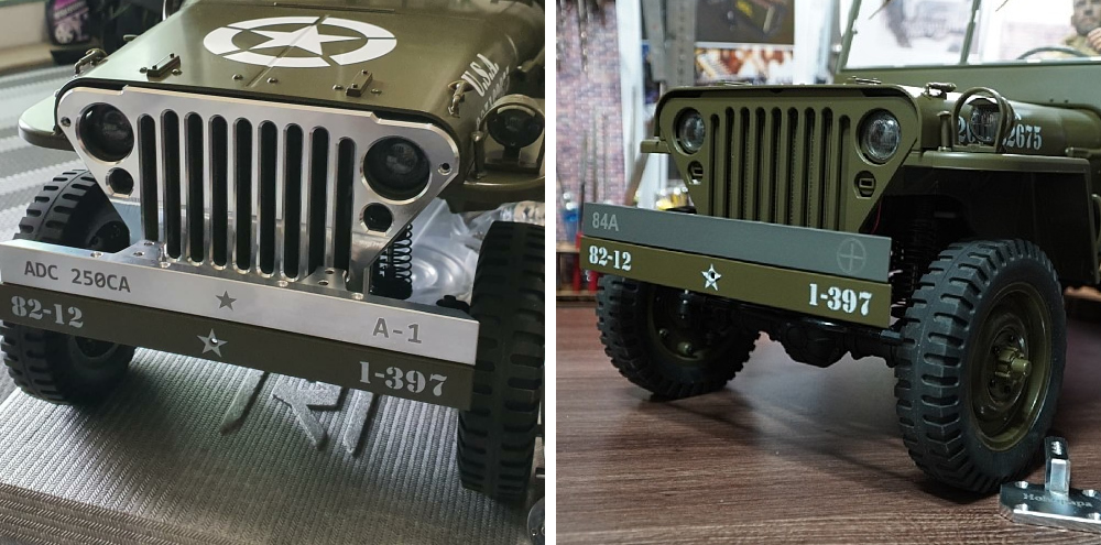 Details about   RC Car Rochobby 1/6 Jeep Willys Aluminum metal Bumper & Grill Set
